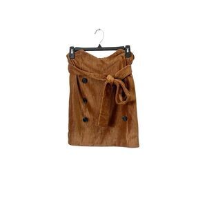 Moon River Light Brown Ribbed Mini Skirt‎